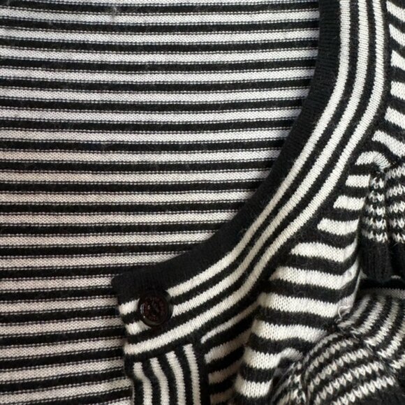 Kate Spade JazzThings Up Rosette Cashmere Roses Stripe Cardigan Cotton Sweater L - Picture 11 of 16